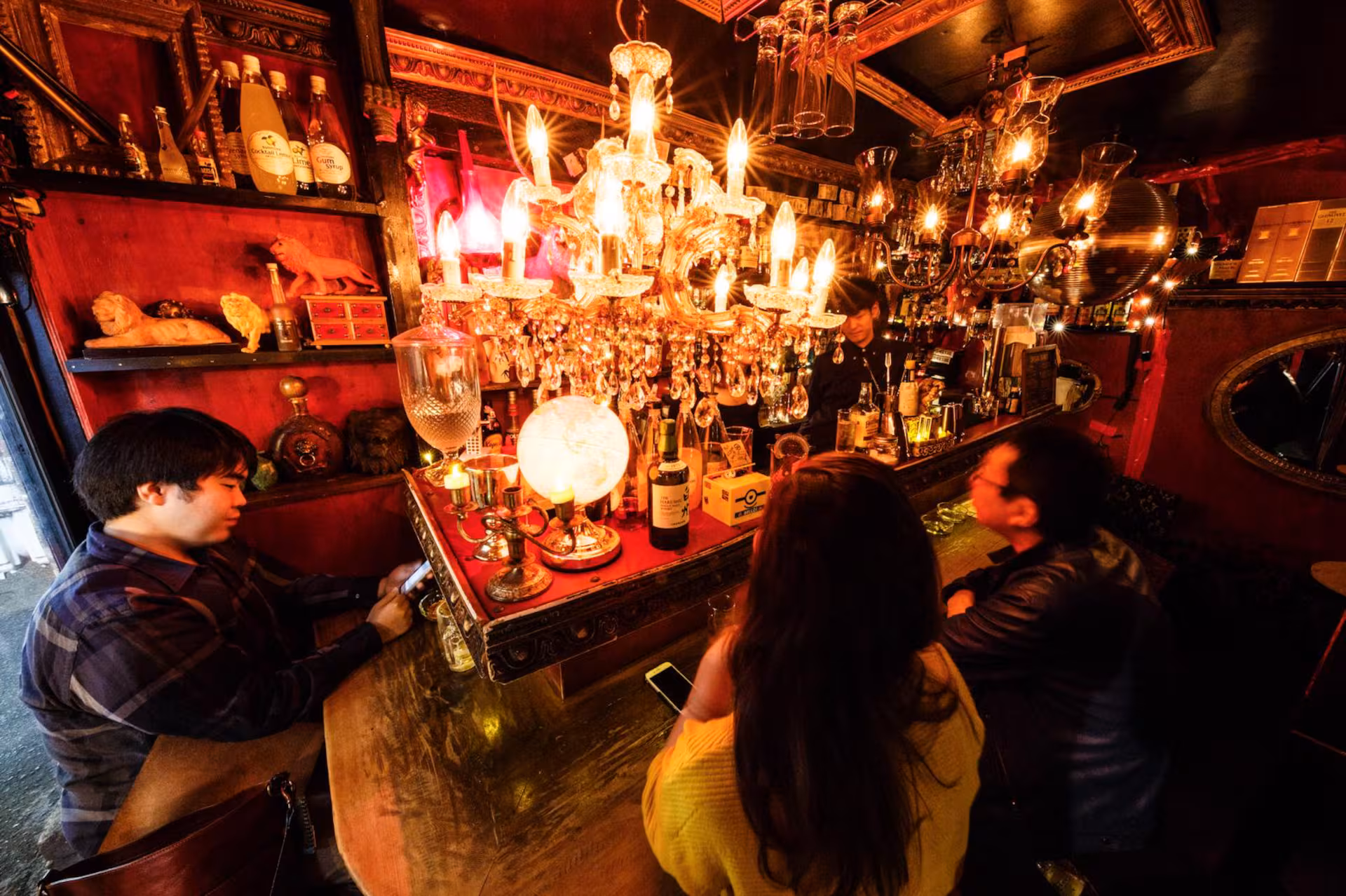 The interior of an Amsterdam cocktail bar